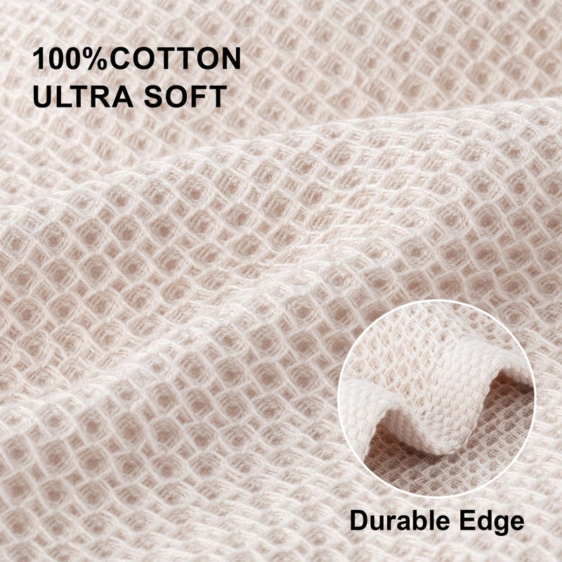 joybest Cotton Kitchen Dish Cloths, 8-Pack Waffle Weave Ultra Soft Absorbent Dish Towels Washcloths Quick Drying Dish Rags, 12x12 Inches, Beige - Image 2
